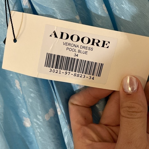 NWT Adoore Verona Dress Pool Blue Strappy Open Back Midi Dress Size 34 - US 4 - Picture 11 of 16
